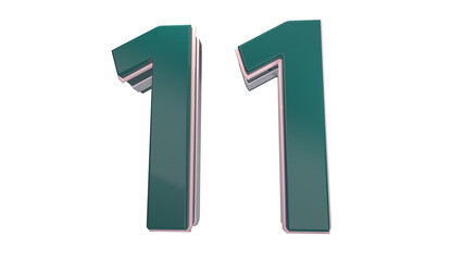 Creative green 3d number 11