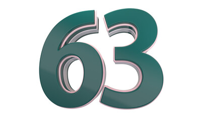 Creative green 3d number 63