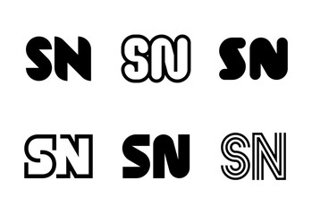 Set of letter SN logos. Abstract logos collection with letters. Geometrical abstract logos