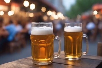 glass of beer on table outdoor