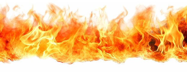 A close-up of a fire isolated on white