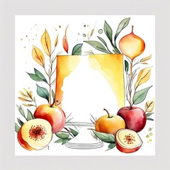 Rosh Hashanah greeting card. Shana Tova, Jewish New Year holiday. Watercolor