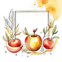 Watercolor style and abstract image of Rosh hashanah jewish New Year holiday