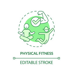 Physical fitness green concept icon. Manual labor. Body strength. Farm work. Healthy lifestyle. Well being. Round shape line illustration. Abstract idea. Graphic design. Easy to use