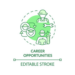 Career opportunities green concept icon. College education. Professional development. Agriculture industry. Life science. Round shape line illustration. Abstract idea. Graphic design. Easy to use