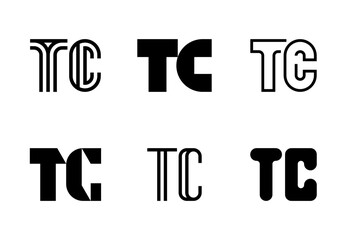 Set of letter TC logos. Abstract logos collection with letters. Geometrical abstract logos