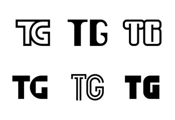 Set of letter TG logos. Abstract logos collection with letters. Geometrical abstract logos