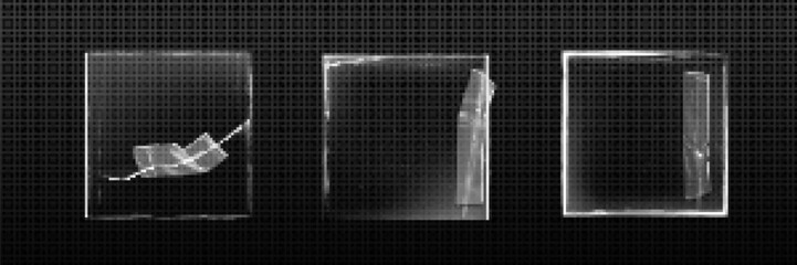 Vintage square paper torn overlay with tape edge on black background. Worn and scratch photo corner effect mockup with glued transparent wrinkle scotch line. Damaged texture for card art design