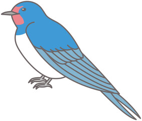 ツバメ　野鳥　イラスト素材　横向き　燕