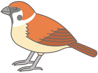 スズメ　野鳥　イラスト素材　横向き　雀