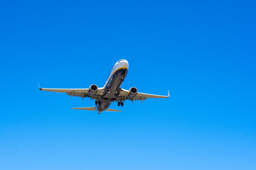 Flying High: A Plane Soaring in the Big Blue Sky
