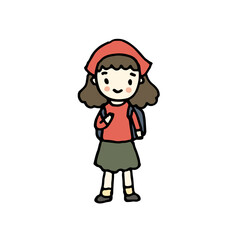 girl go to travel, hand drawn style vector