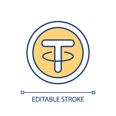 Obraz premium 2D editable stablecoins thin line icon, isolated vector, multicolor illustration representing digital currency.