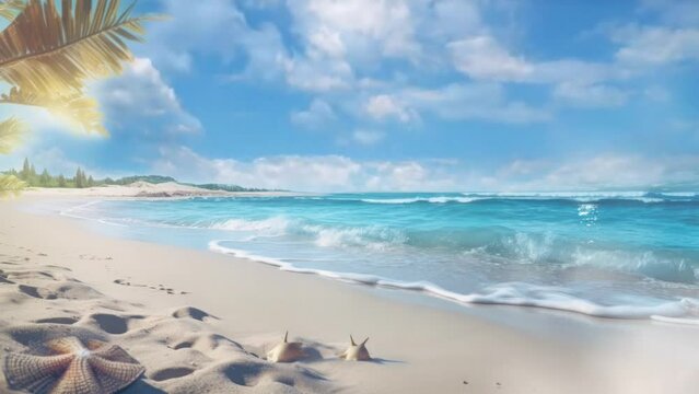 beautiful landscape summer beach. seamless looping time-lapse virtual video animation background.