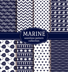 Sea Nautical Seamless Patterns Set
