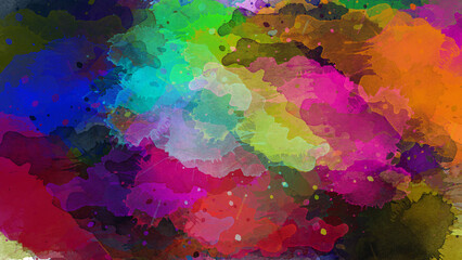 Obraz premium Watercolor paint brush stroke. ink splash transition. Abstract inkblot, splat, fluid art, overlay, alpha matte composition, spread on a transparent background. color full ink splatter blot spreading.
