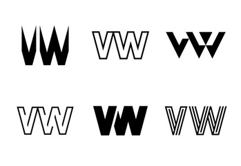 Fototapeta premium Set of letter VW logos. Abstract logos collection with letters. Geometrical abstract logos