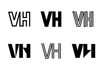 Set of letter VH logos. Abstract logos collection with letters. Geometrical abstract logos