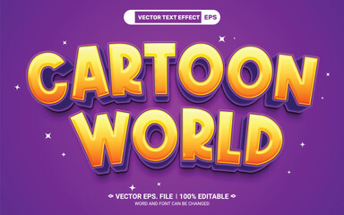 Cartoon world editable 3d vector text effect