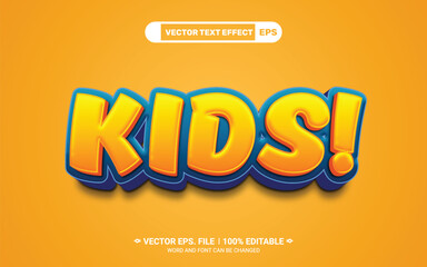Fototapeta na wymiar Kids 3d editable vector text effect