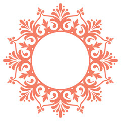 Decorative frame Elegant vector element for design in Eastern style, place for text. Floral pink and white border. Lace illustration for invitations and greeting cards