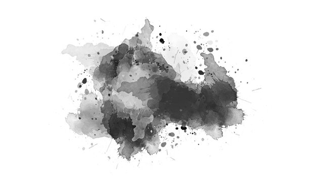 Watercolor paint brush stroke. ink splash transition. Abstract inkblot, splat, fluid art, overlay, alpha matte composition, spread on a transparent background. color full ink splatter blot spreading.