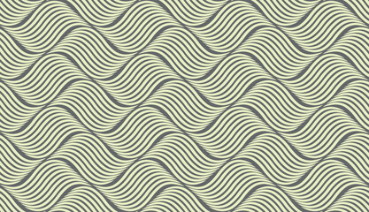 The geometric pattern with wavy lines. Seamless vector background. Beige and gray texture. Simple lattice graphic design