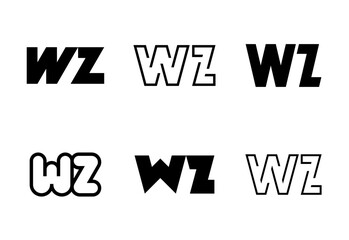 Set of letter WZ logos. Abstract logos collection with letters. Geometrical abstract logos