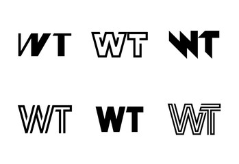 Set of letter WT logos. Abstract logos collection with letters. Geometrical abstract logos