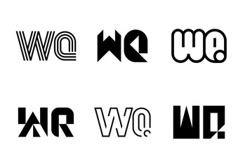 Set of letter WQ logos. Abstract logos collection with letters. Geometrical abstract logos