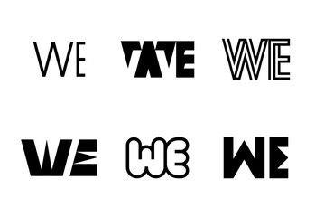 Set of letter WE logos. Abstract logos collection with letters. Geometrical abstract logos