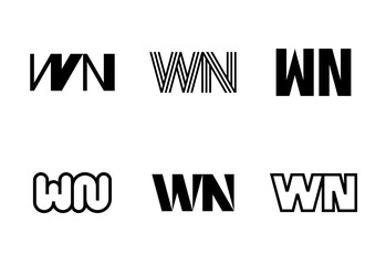 Set of letter WN logos. Abstract logos collection with letters. Geometrical abstract logos
