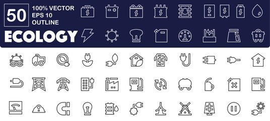 Ecology and Green Energy Power Icon Set, Electricity icon set. icons collection, vector illustration.