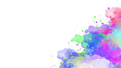 Watercolor paint brush stroke. ink splash transition. Abstract inkblot, splat, fluid art, overlay, alpha matte composition, spread on a transparent background. color full ink splatter blot spreading.