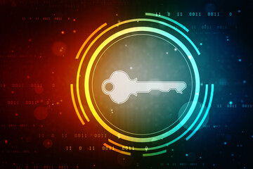 Digital key icon protecting data personal information. Data protection privacy Concept, Information privacy internet technology, Key to success or solution, Cyber Security Concept