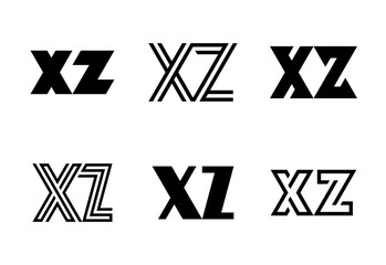 Set of letter XZ logos. Abstract logos collection with letters. Geometrical abstract logos