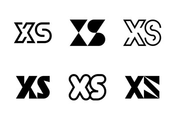 Set of letter XS logos. Abstract logos collection with letters. Geometrical abstract logos