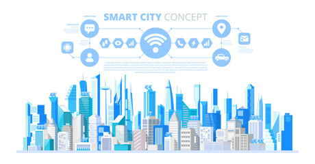 Smart City with Smart Services Icons