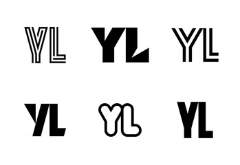 Set of letter YL logos. Abstract logos collection with letters. Geometrical abstract logos