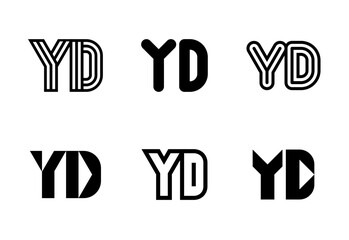 Set of letter YD logos. Abstract logos collection with letters. Geometrical abstract logos