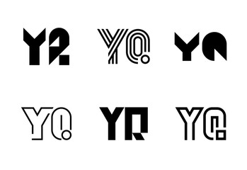 Set of letter YQ logos. Abstract logos collection with letters. Geometrical abstract logos