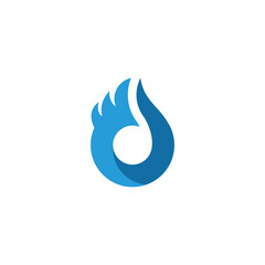 letter d blue flame symbol logo vector