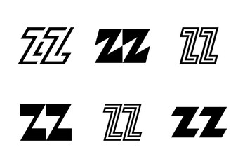 Set of letter ZZ logos. Abstract logos collection with letters. Geometrical abstract logos