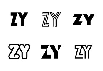 Obraz premium Set of letter ZY logos. Abstract logos collection with letters. Geometrical abstract logos