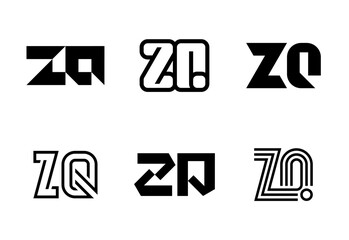 Set of letter ZQ logos. Abstract logos collection with letters. Geometrical abstract logos