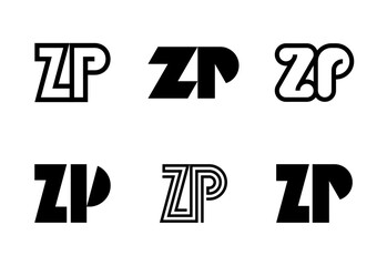 Set of letter ZP logos. Abstract logos collection with letters. Geometrical abstract logos