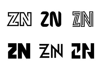 Set of letter ZN logos. Abstract logos collection with letters. Geometrical abstract logos