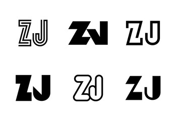 Set of letter ZJ logos. Abstract logos collection with letters. Geometrical abstract logos