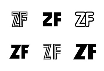 Set of letter ZF logos. Abstract logos collection with letters. Geometrical abstract logos