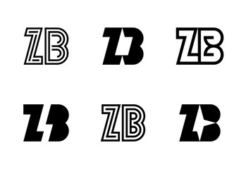 Set of letter ZB logos. Abstract logos collection with letters. Geometrical abstract logos